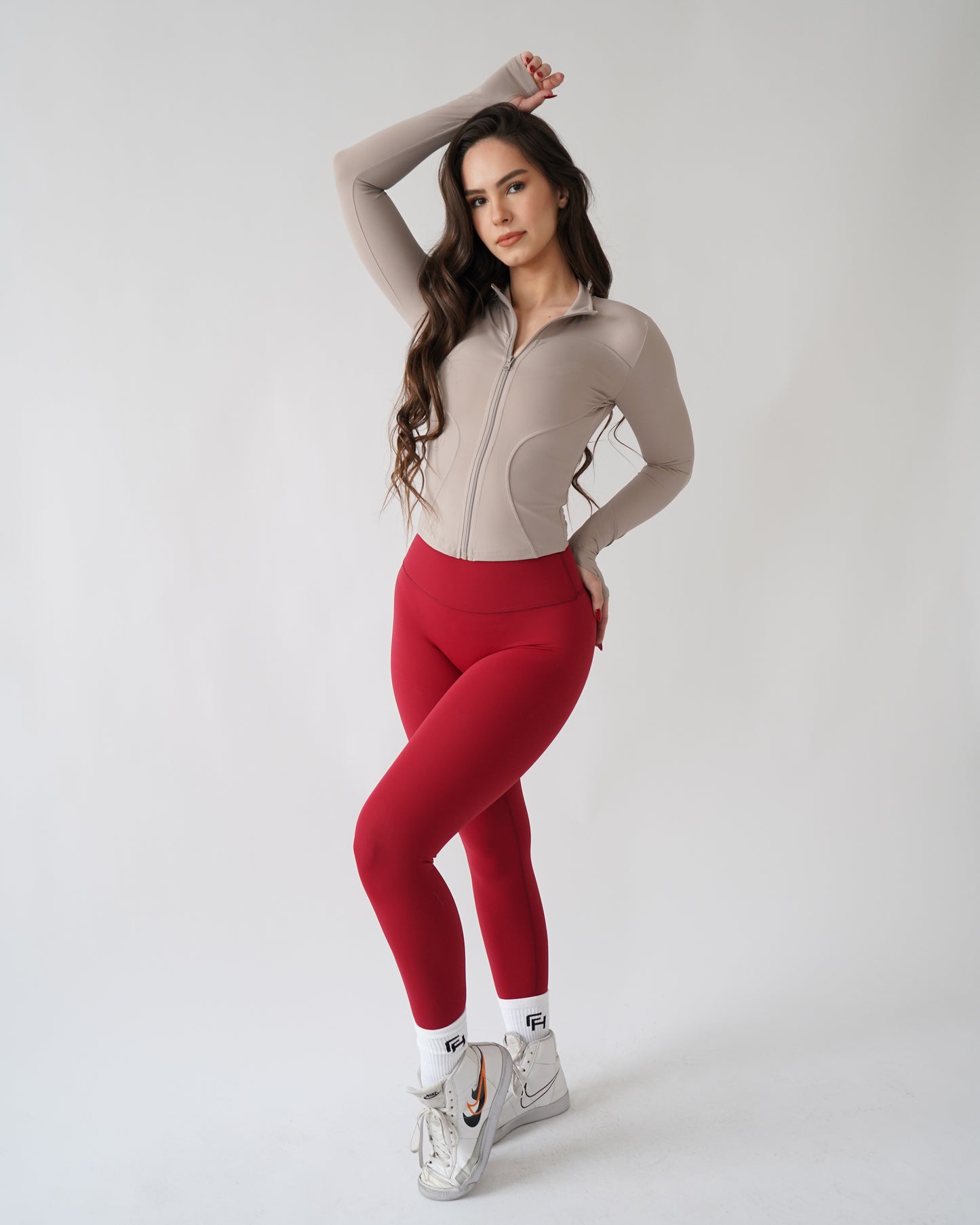 Sculpt Zip Up - Khaki