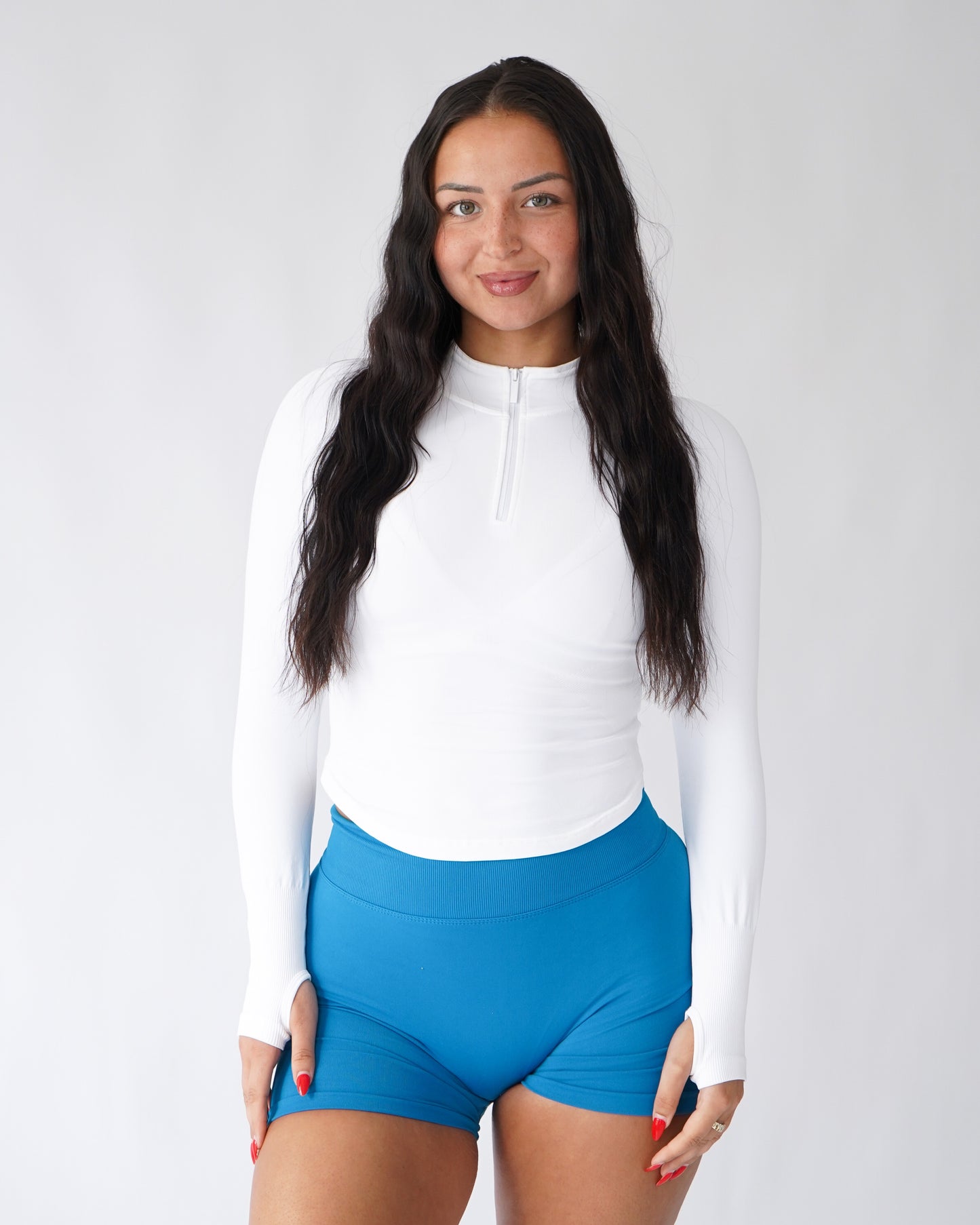 Ascend Cropped Quarter Zip - White