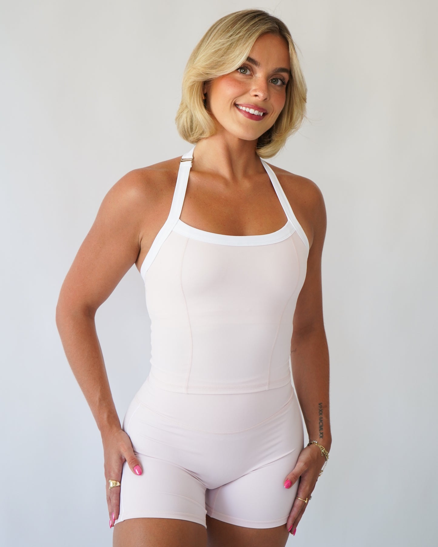 Contrast Halter Top - Blush