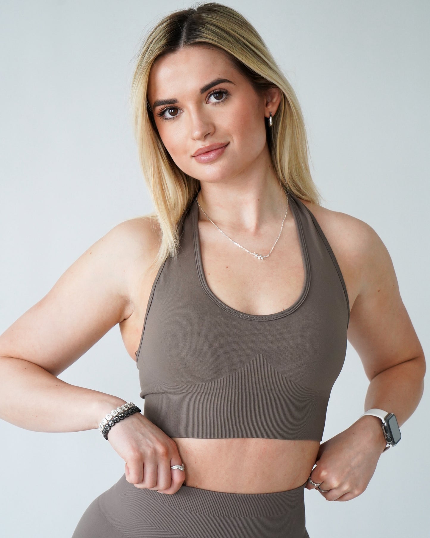 ENHANCE HALTER TOP - Cappuccino