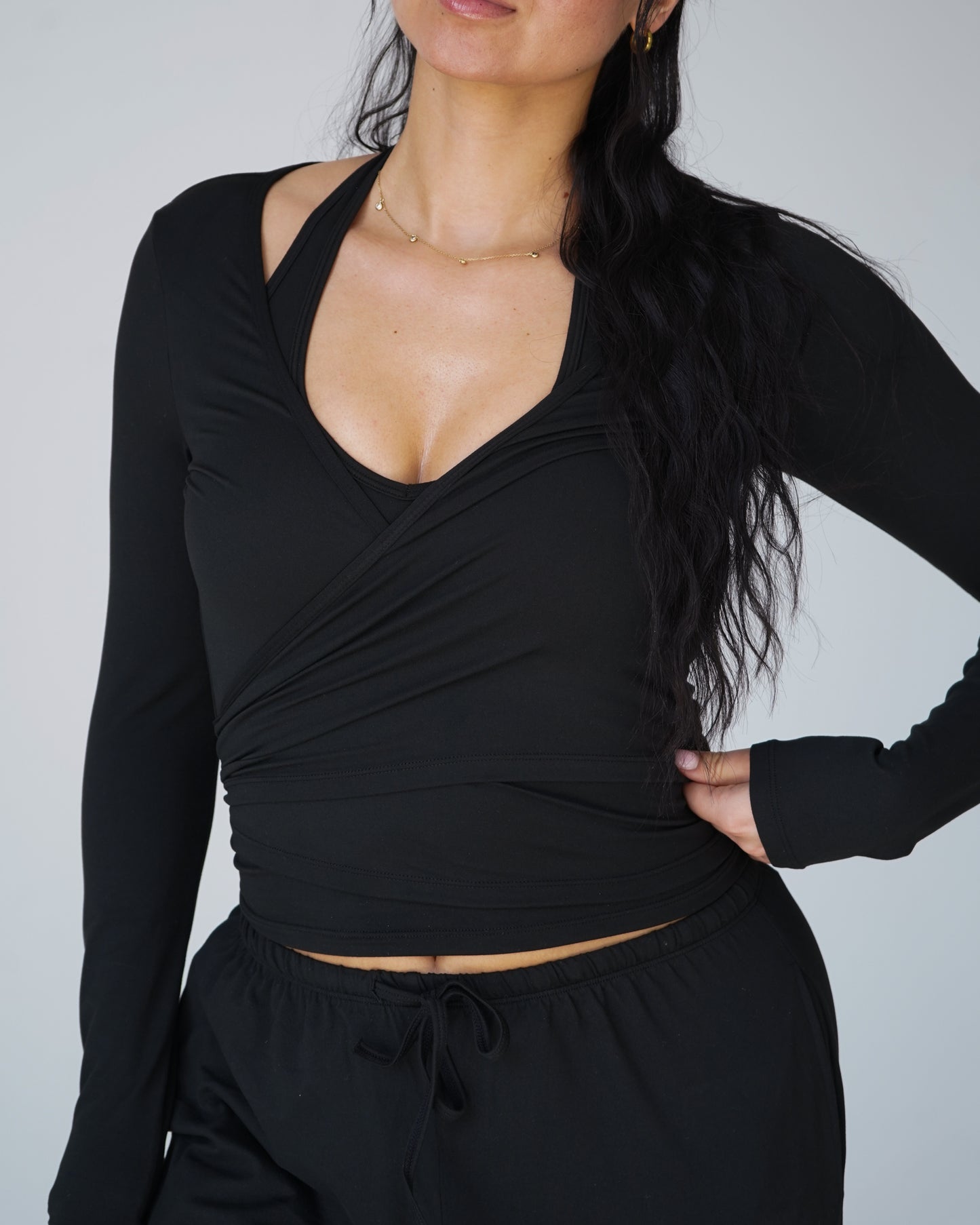 Cloud Ballet Wrap Top - Black