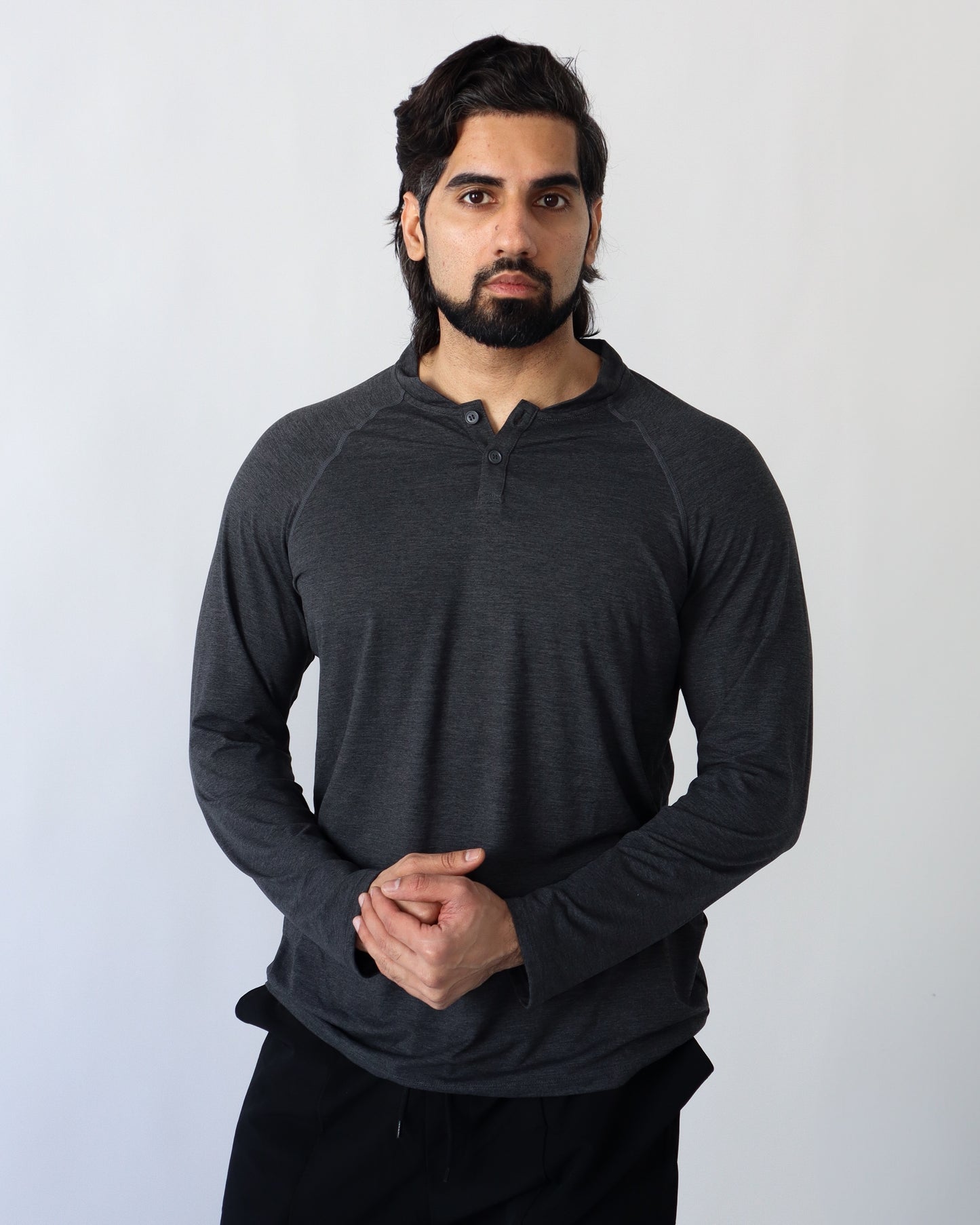 Training Henley Long Sleeve - Charcoal