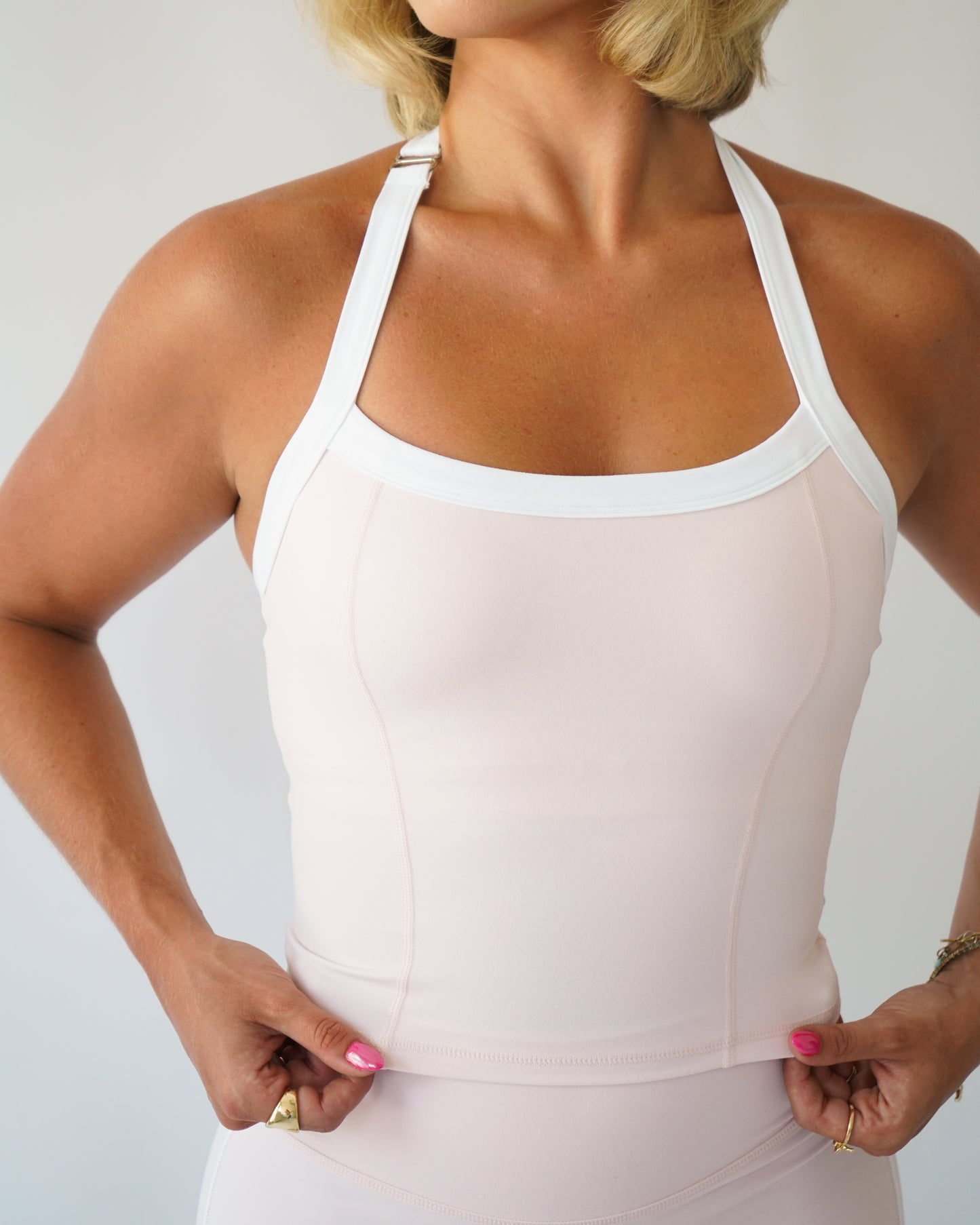 Contrast Halter Top - Blush