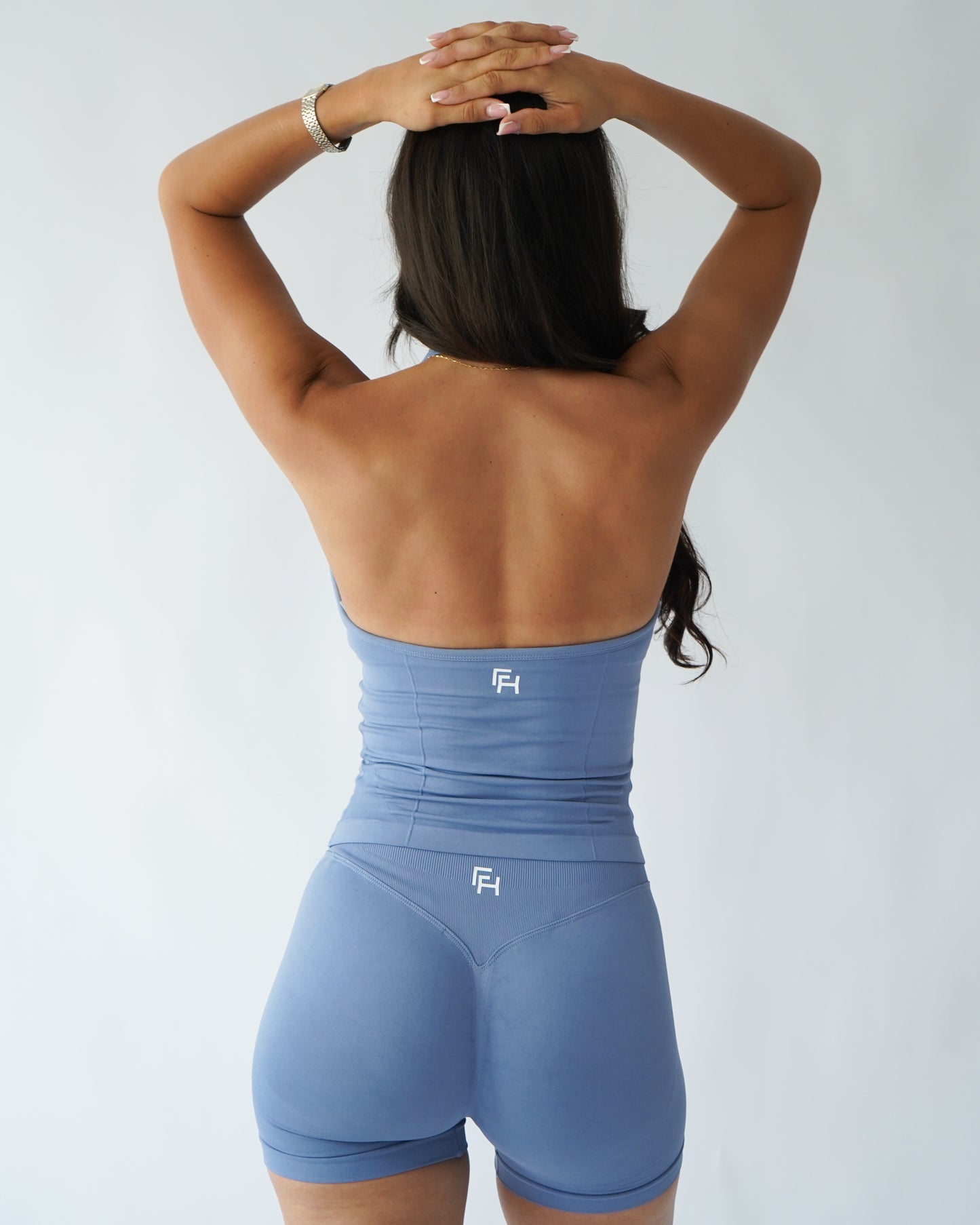 Ascend Halter Tank Top - Dusty Blue