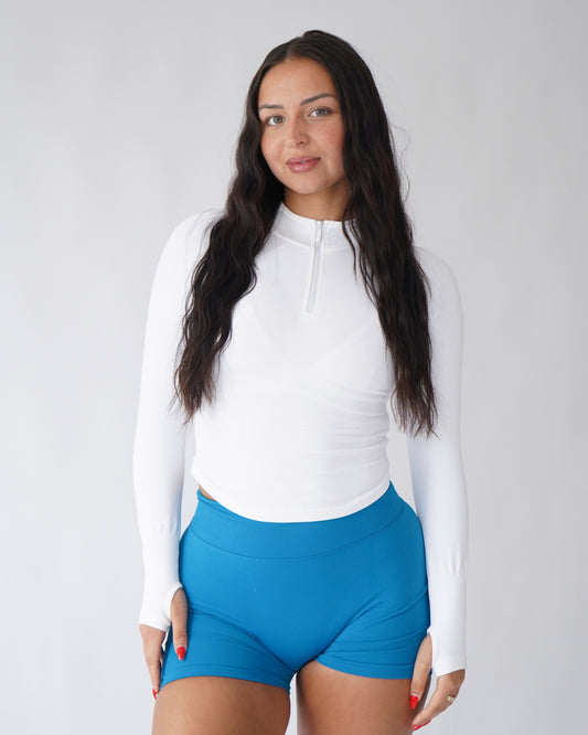 Ascend Cropped Quarter Zip - White