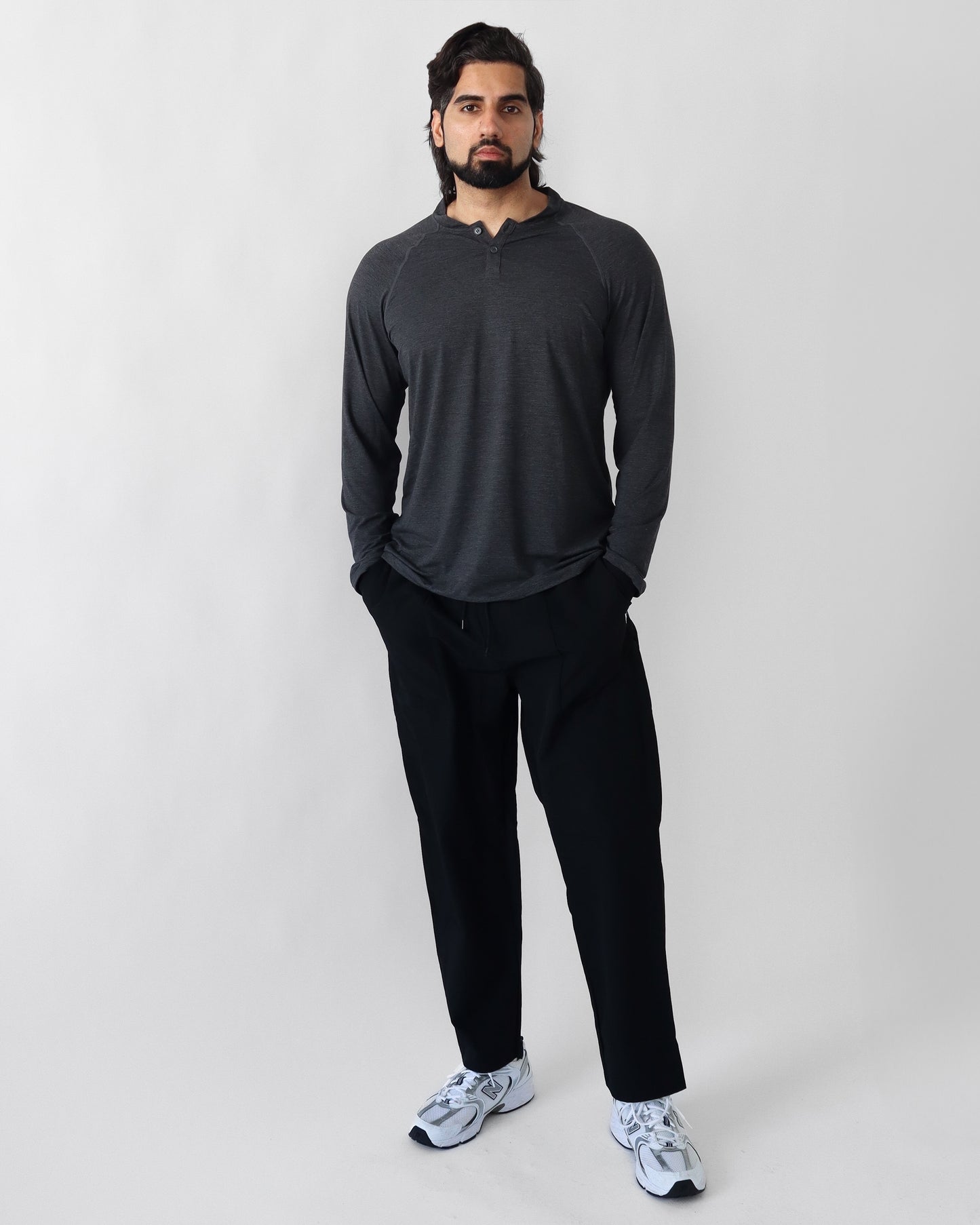Training Henley Long Sleeve - Charcoal