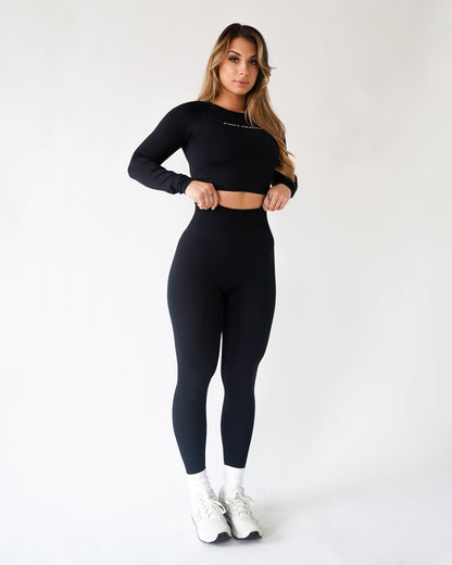 ENHANCE CROPPED LONG SLEEVE - Licorice