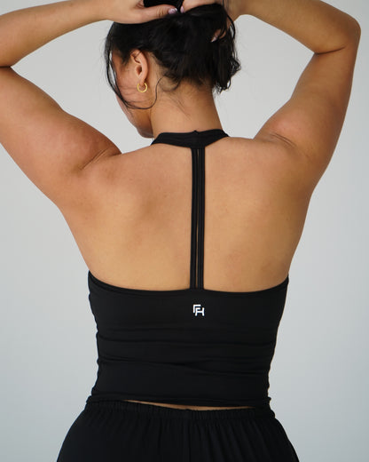 Cloud Strappy Racerback Tank - Black