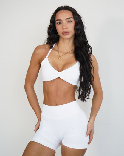 Ascend Halter Sports Bra - White