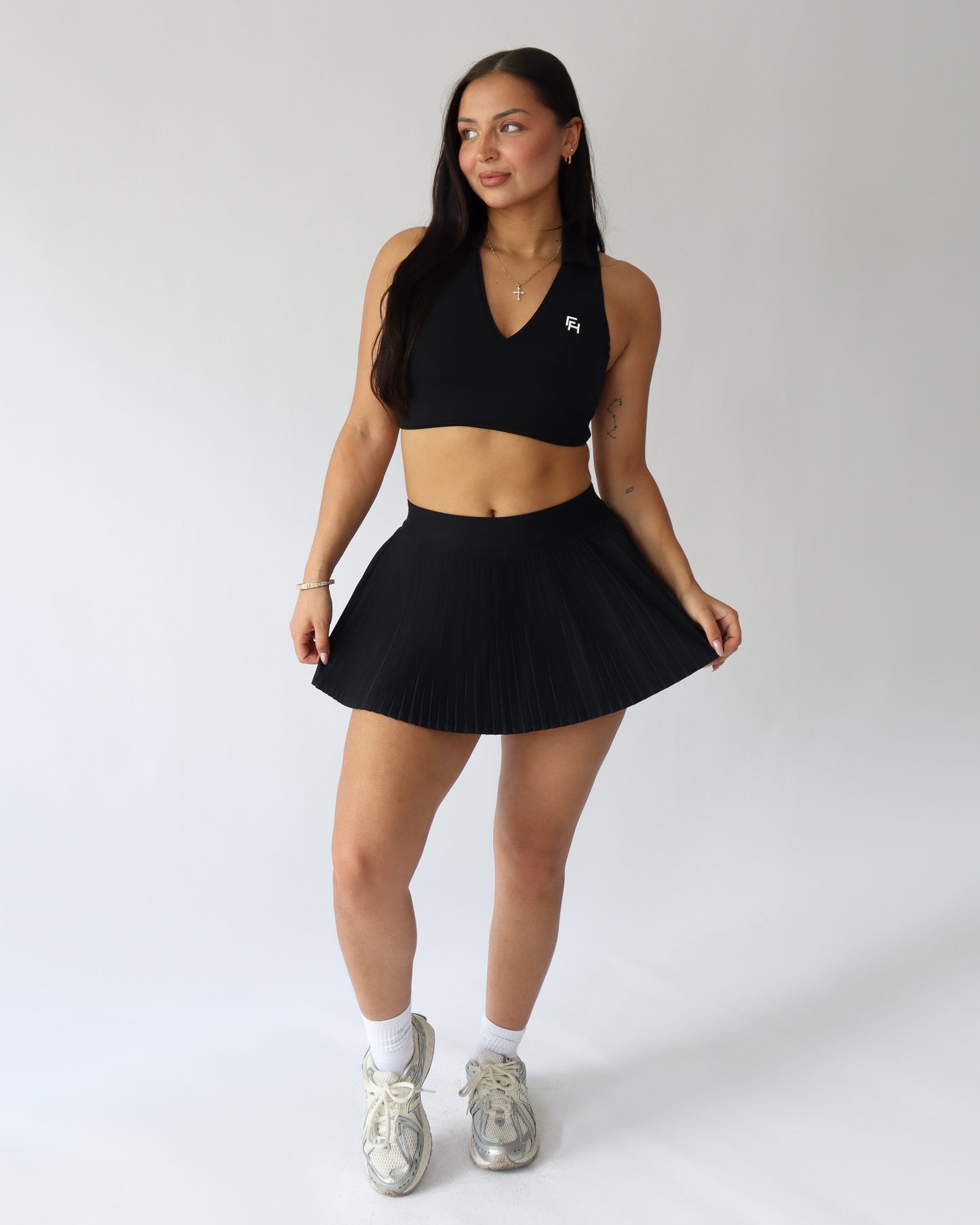 Cropped Polo Tank - Black