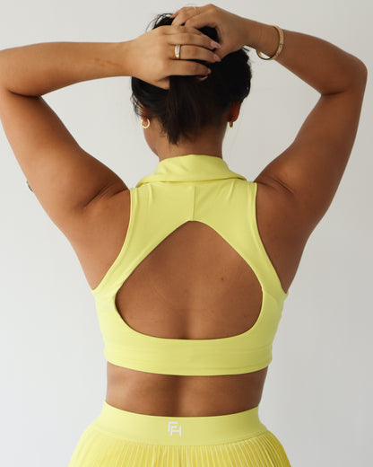 Cropped Polo Tank - Lemon