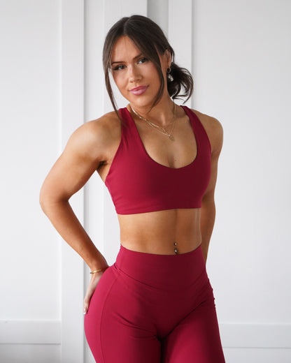 Hatha Racerback Sports Bra - Merlot