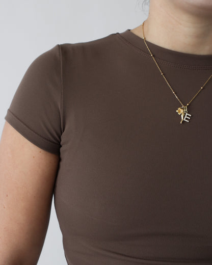 Essential Ribbed Baby Tee - Espresso