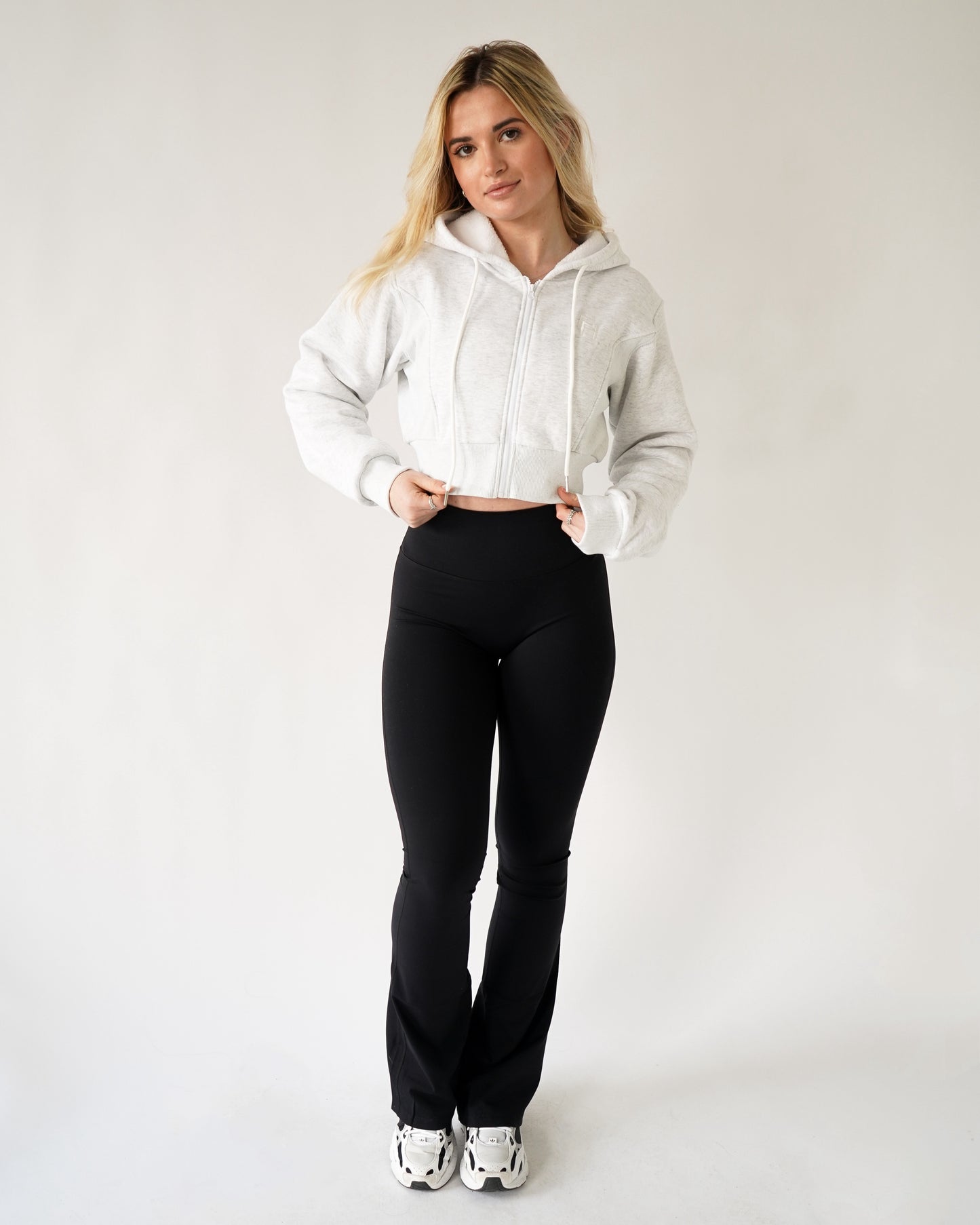 Lounge Cropped Zip-Up Hoodie - Heather Gray