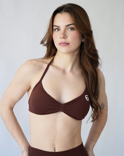 Ascend Halter Sports Bra - Cinnamon