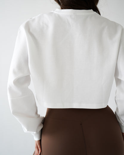 RELAXED CROP LONG SLEEVE - White