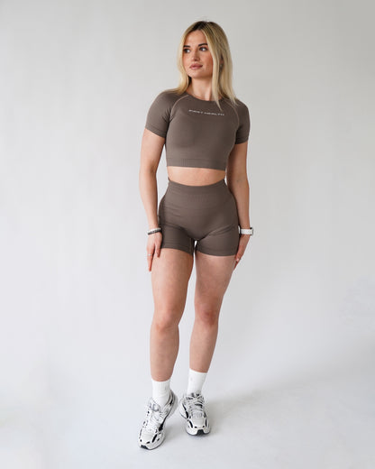 ENHANCE CROPPED TEE - Cappuccino