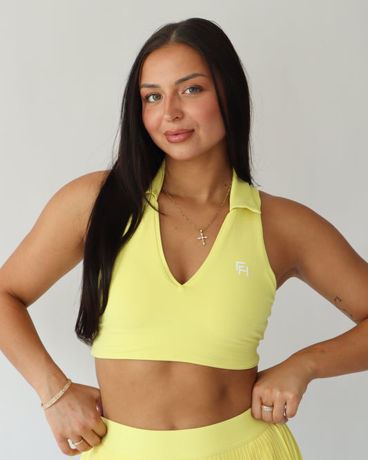 Cropped Polo Tank - Lemon