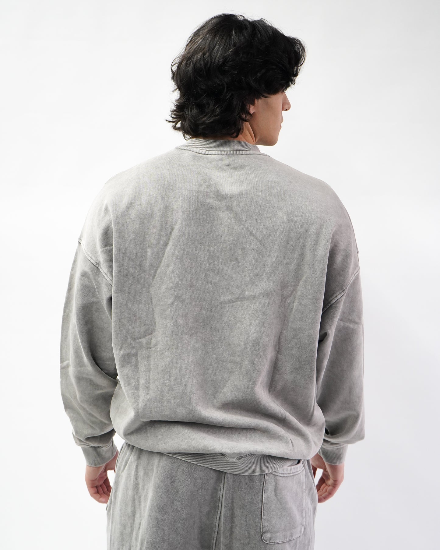 Acid Wash Crew Neck - Ash