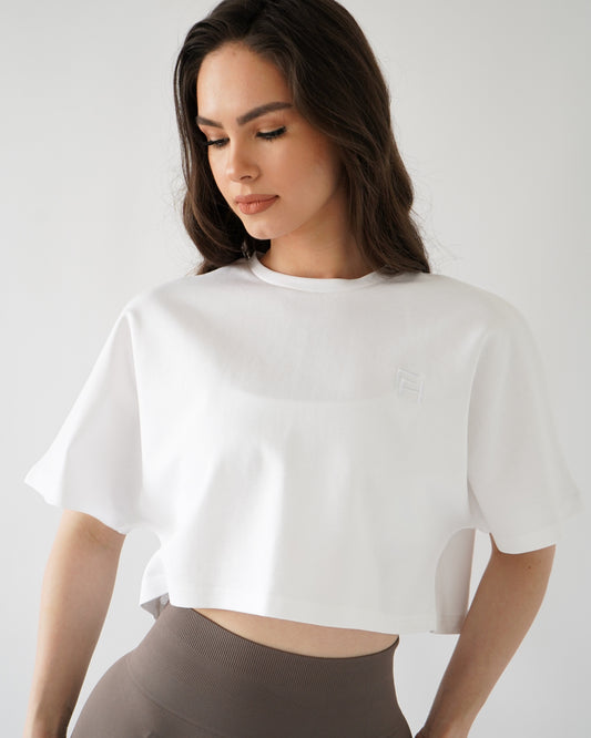 RELAXED CROP TEE- White