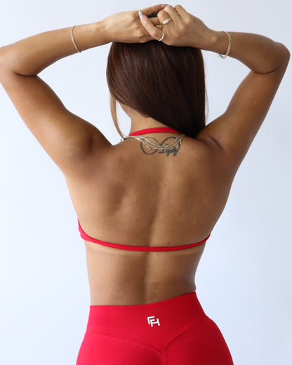 Ascend Halter Sports Bra - Strawberry