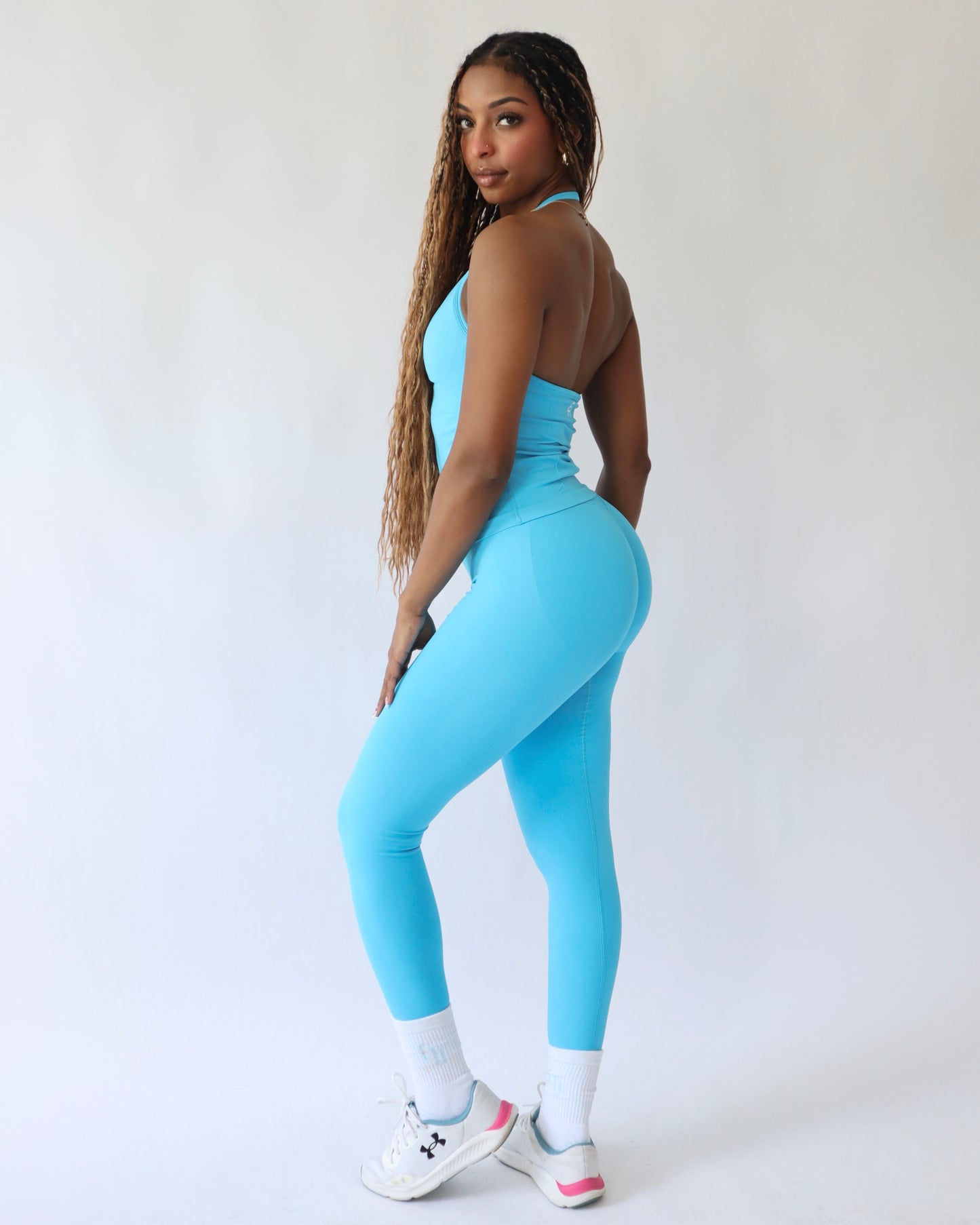 Ascend Halter Tank Top - Aqua