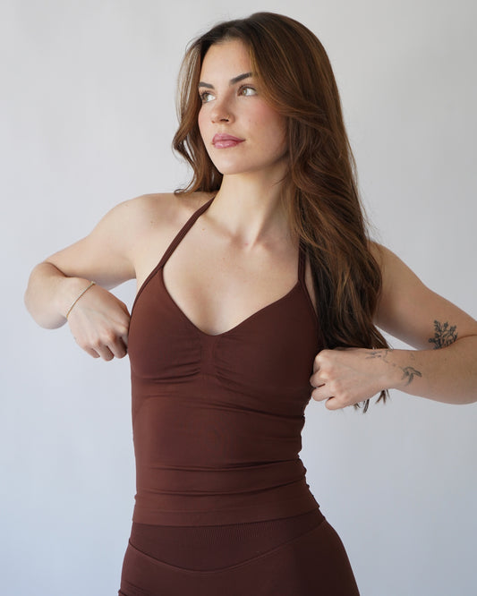 Ascend Halter Tank Top - Cinnamon
