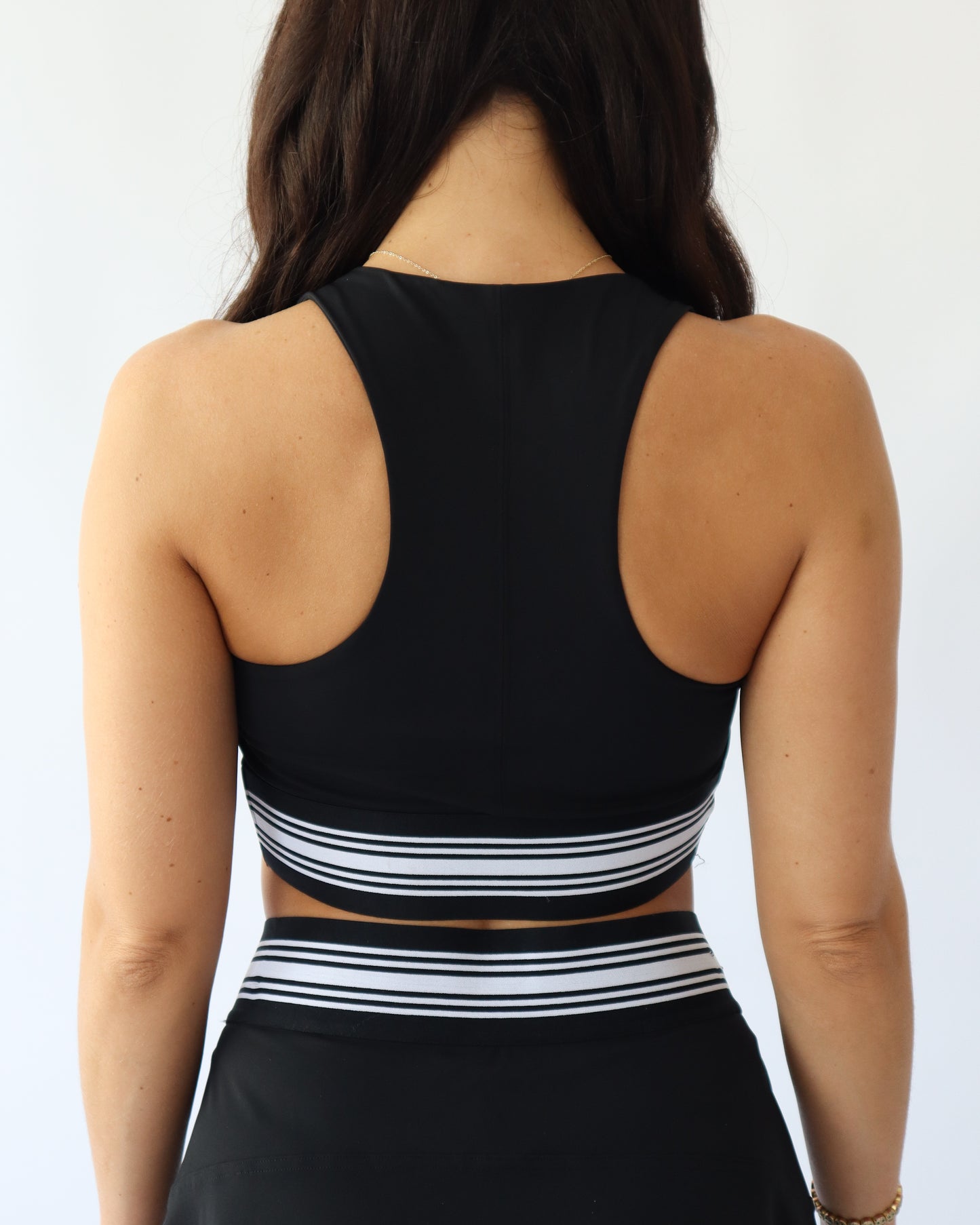 Contrast High Neck Sports Bra - Black