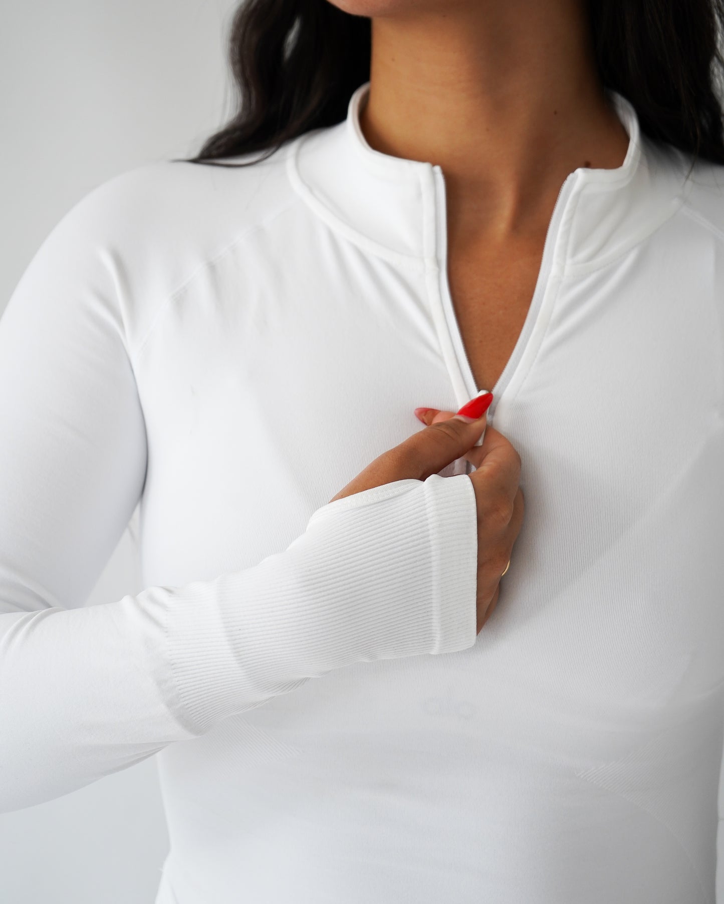 Ascend Cropped Quarter Zip - White