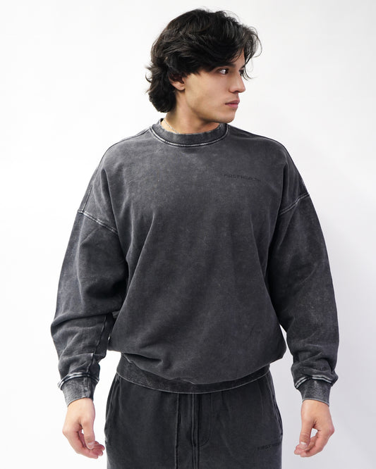 Acid Wash Crew Neck - Smoke
