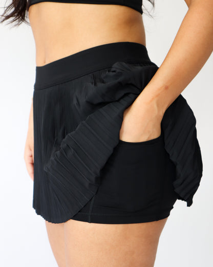 Pleated Mini Skort - Black