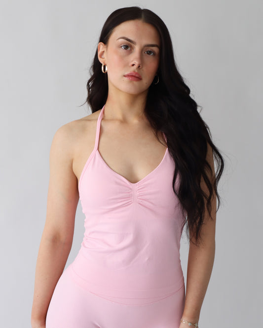 Ascend Halter Tank Top - Blush
