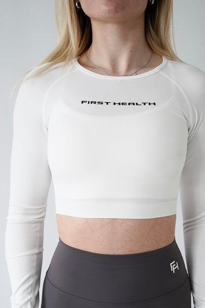 Enhance Cropped Long Sleeve - White