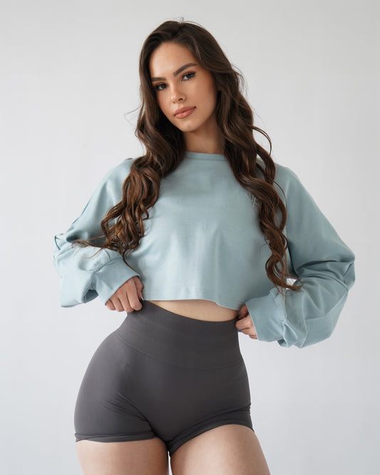 RELAXED CROP LONG SLEEVE - Ice