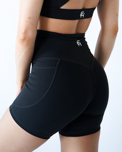Performance Pocket Biker Shorts - Black