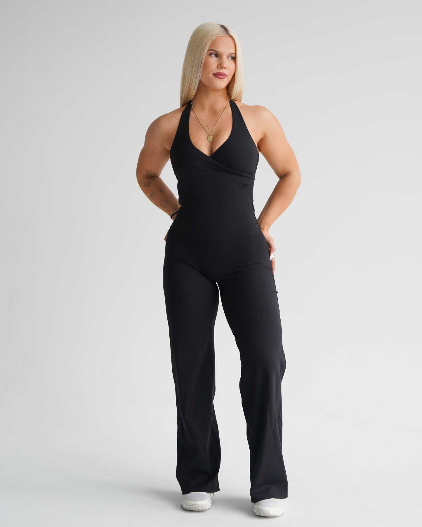 Hatha V-Neck Halter Tank - Black