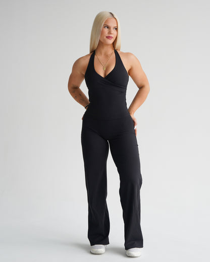 Hatha V-Neck Halter Tank - Black