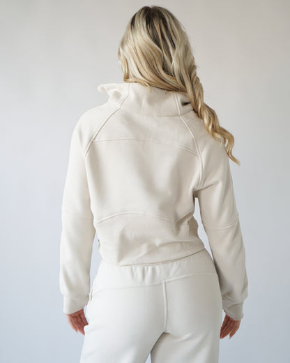 Lounge Half-Zip Sweatshirt - Cream