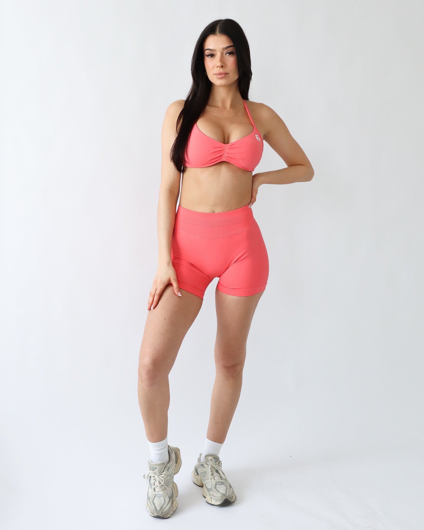 Ascend Halter Sports Bra - Grapefruit