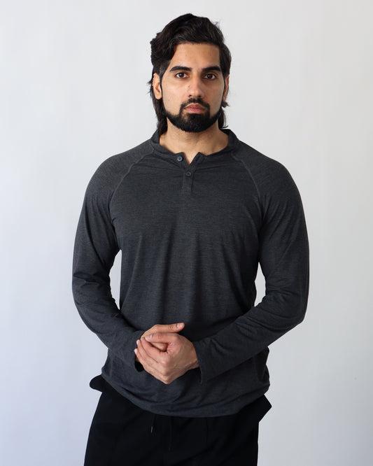 Training Henley Long Sleeve - Charcoal