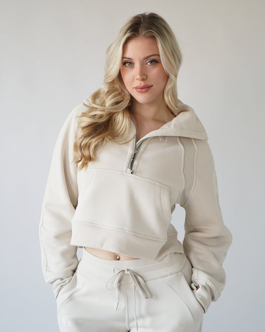 Lounge Half-Zip Sweatshirt - Cream