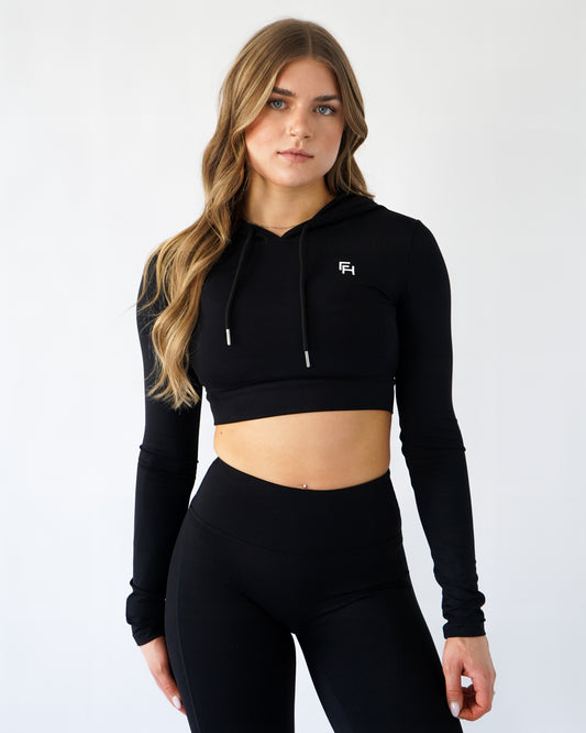 DEFINE CROP HOODIE - Black