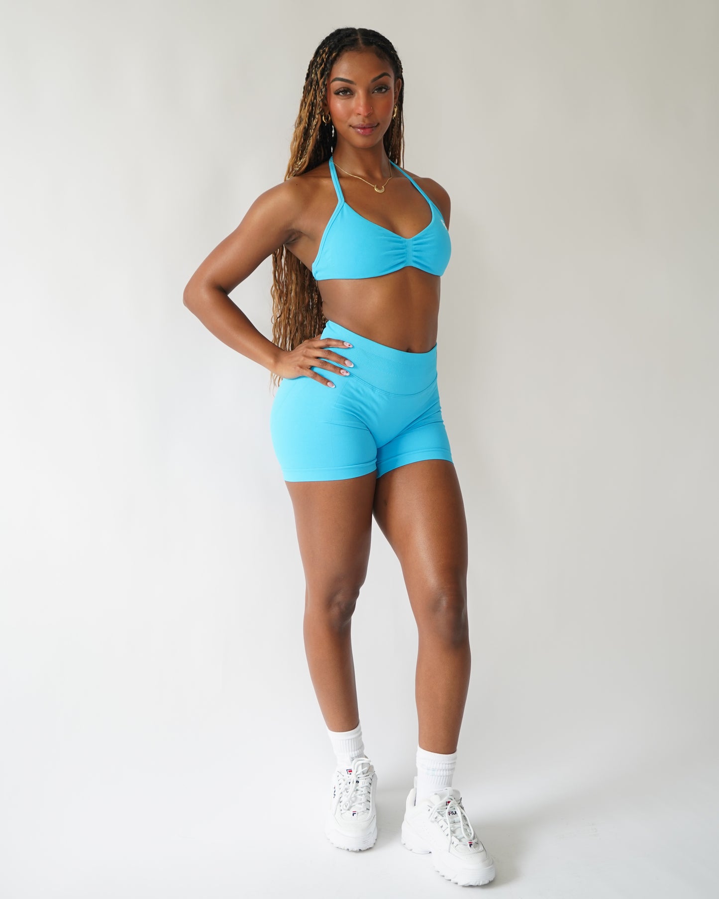 Ascend Halter Sports Bra - Aqua