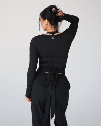 Cloud Ballet Wrap Top - Black