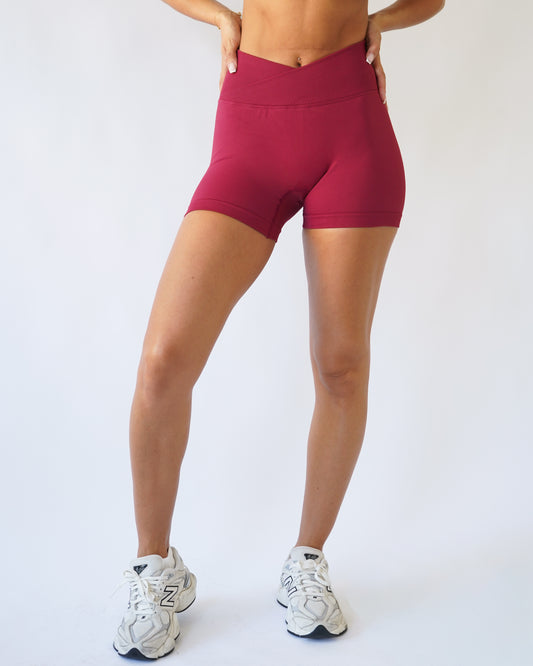 Enhance Contour V-Waist Shorts 4" - Burgundy