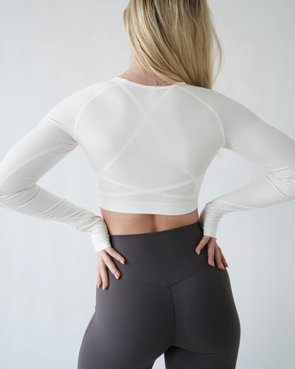 Enhance Cropped Long Sleeve - White