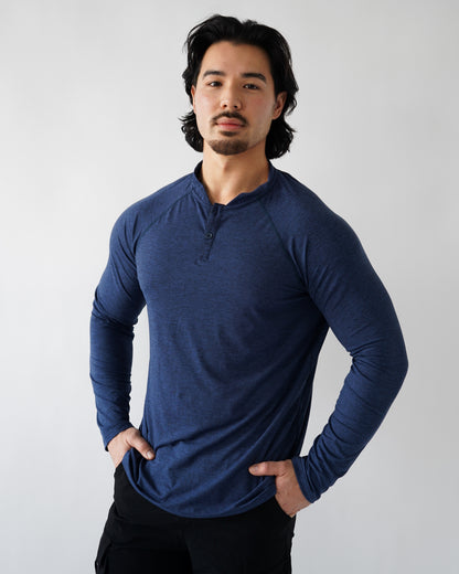 Training Henley Long Sleeve - Cobalt