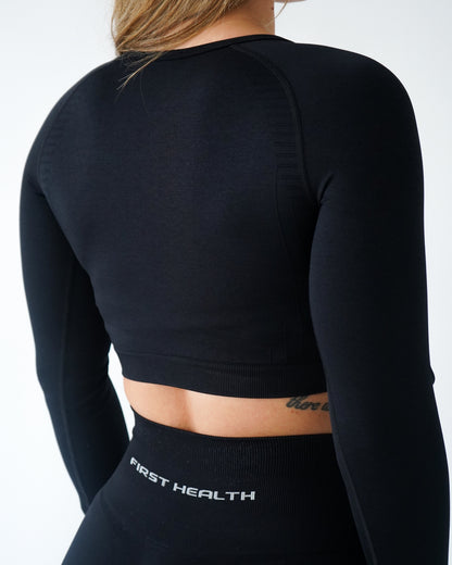 ENHANCE CROPPED LONG SLEEVE - Licorice