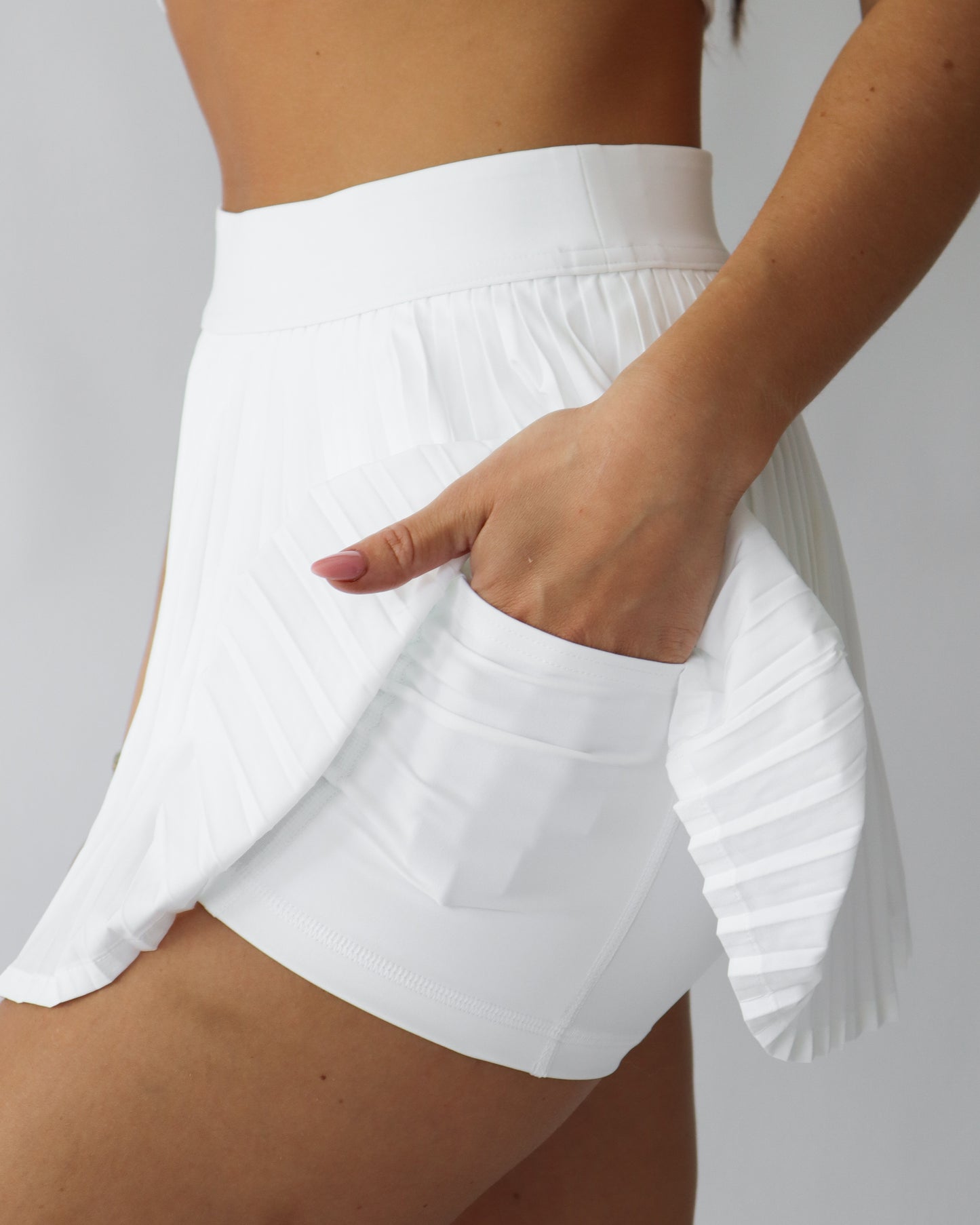 Pleated Mini Skort - White