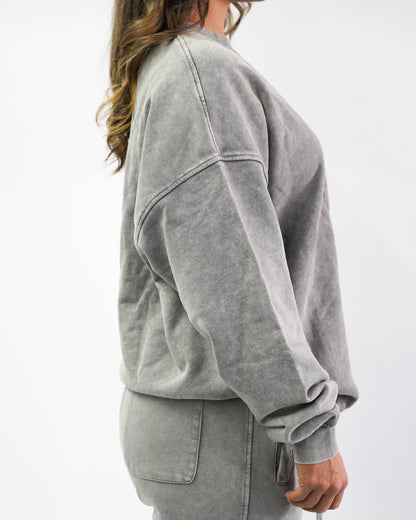 Acid Wash Crew Neck - Ash